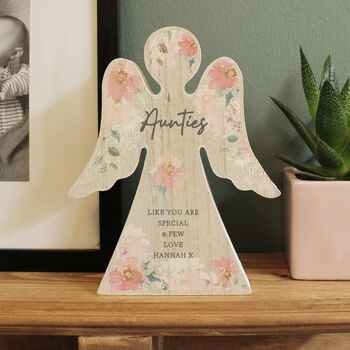 Personalised Floral Wooden Angel Memorial Ornament, 2 of 10