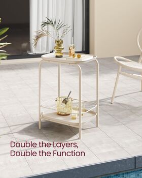 Two Tier Side Table Metal End Table Tray Top, 3 of 6