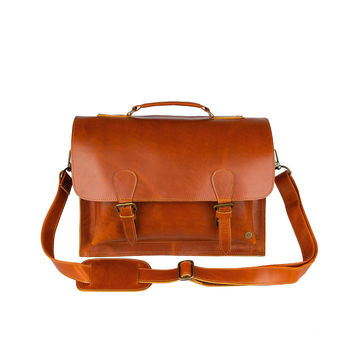 Personalised Buffalo Leather Classic Messenger In Tan, 2 of 9