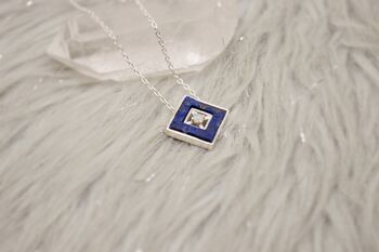 Lapis Lazuli And Opal 925 Silver Necklace Pendant, 9 of 12