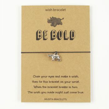 Be Bold Rhino Charm Wish Bracelet, 3 of 4