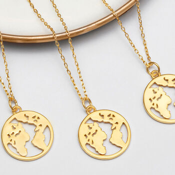 World Coin Pendant Necklace For Her 18ct Gold Plated, 4 of 6