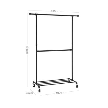 Double Rod Clothes Garment Rack On Wheels, 8 of 8