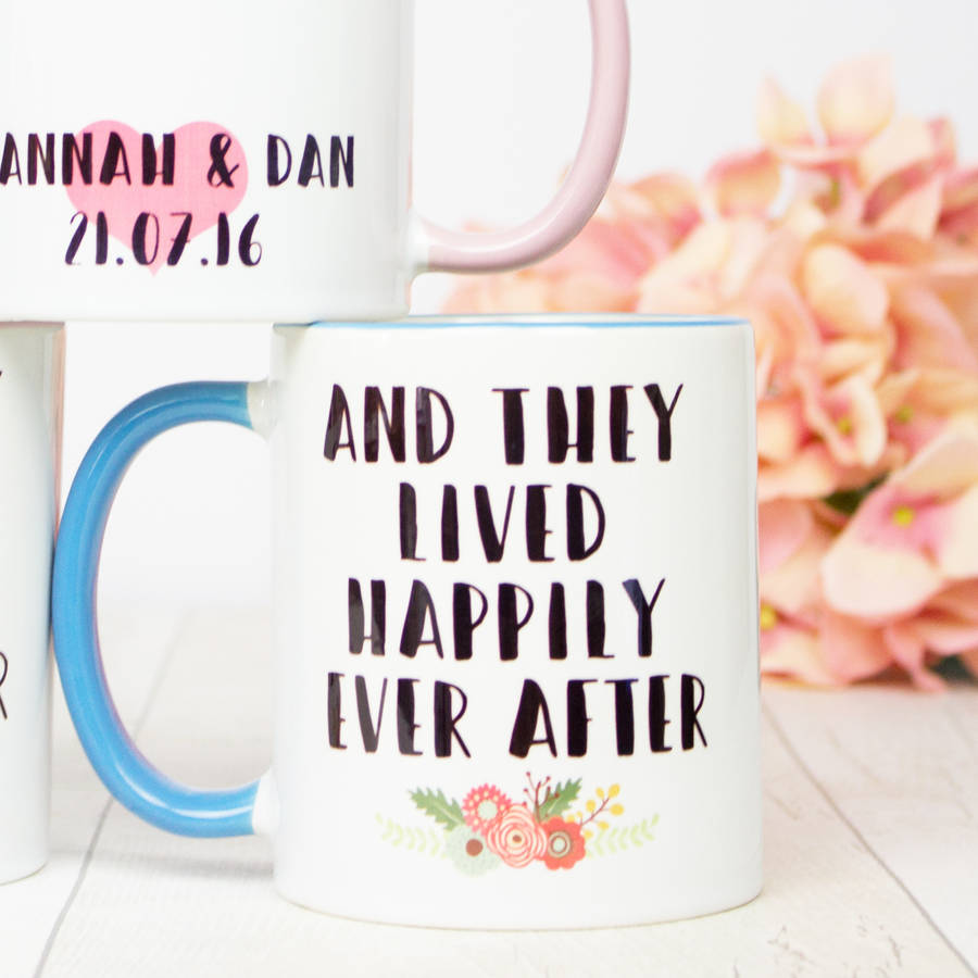 personalised 'happily ever after' wedding mug gift set by tea please