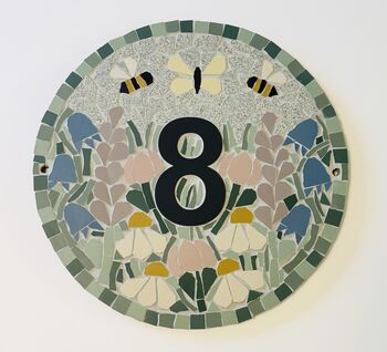 Floral Mosaic House Door Number Sign, 9 of 12