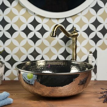Hammered Silver Solid Copper Vessel Sink For Kitchen And Bathroom, 400 Mm Diameter, 4 of 4
