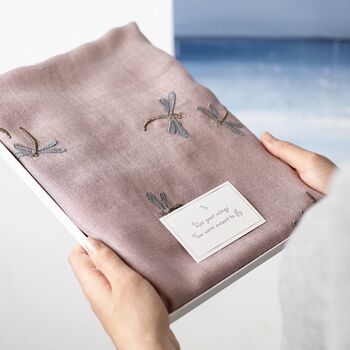 Dragonfly Embroidered Scarf, 4 of 7