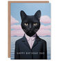 Black Suit Seafaring Pet Cat Lover Dad Birthday Card, thumbnail 1 of 4