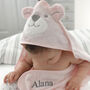 Personalised Pink Bear Hooded Baby Towel, thumbnail 2 of 6