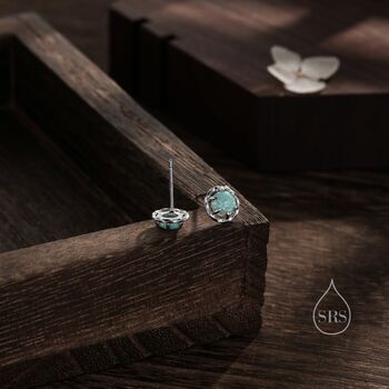 Aqua Green Opal Thorn Claw Stud Earrings, 6 of 11