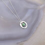 Halo Birthstone Necklace Chrysoprase May In Silver, thumbnail 2 of 7