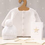 White Christening Bubble Cardigan And Hat Set, thumbnail 1 of 12