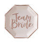 Rose Gold Foiled Team Bride Hen Party Paper Plate, thumbnail 2 of 3