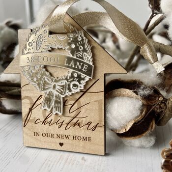 New Home With Wreath Personalised Christmas Decoration, 2 of 4
