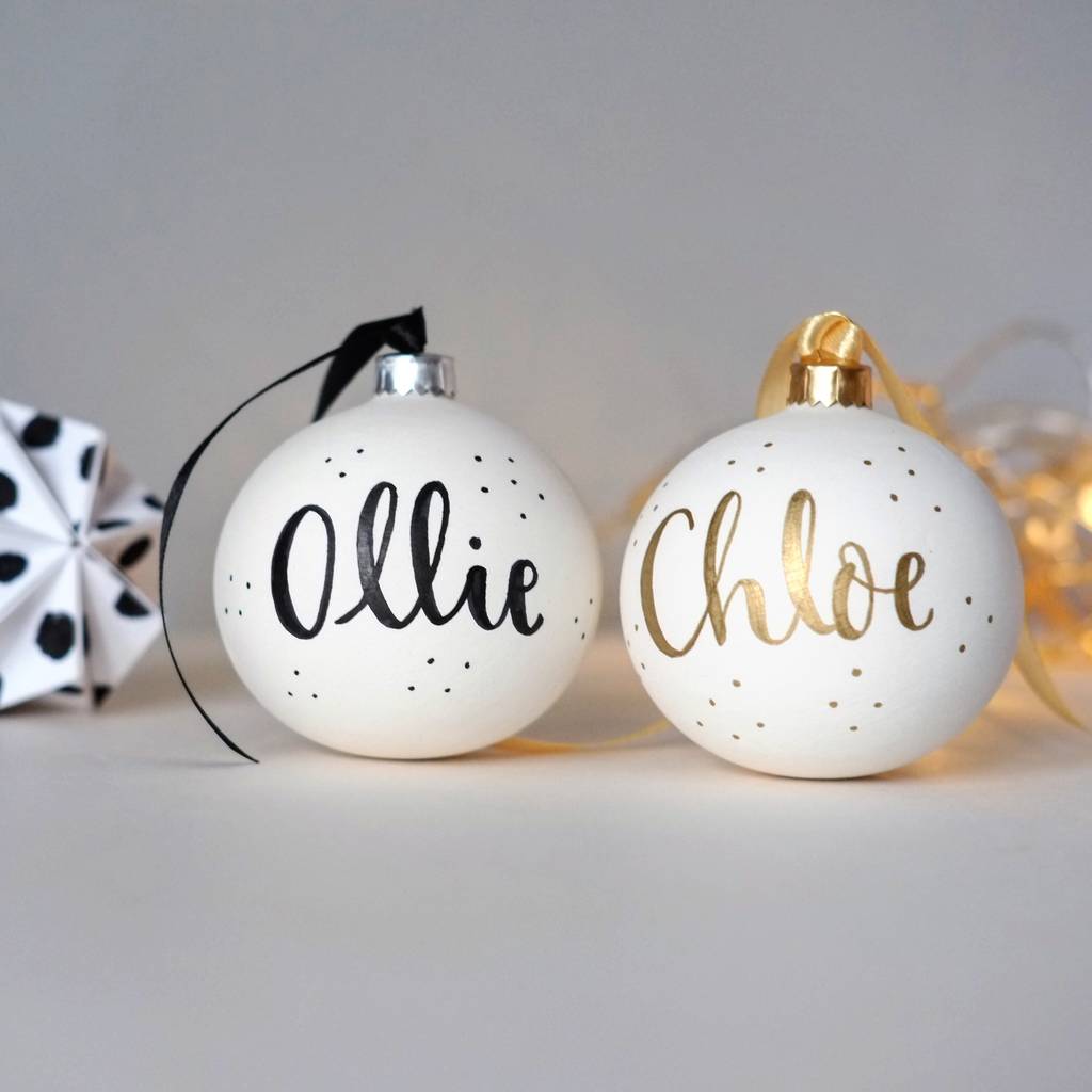 Handpainted Personalised Christmas Tree Bauble By Blossom and Bear