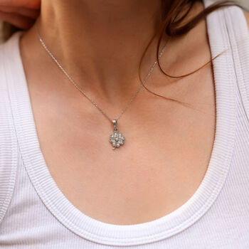 Four Leaf Clover Sterling Silver Necklace, 2 of 11