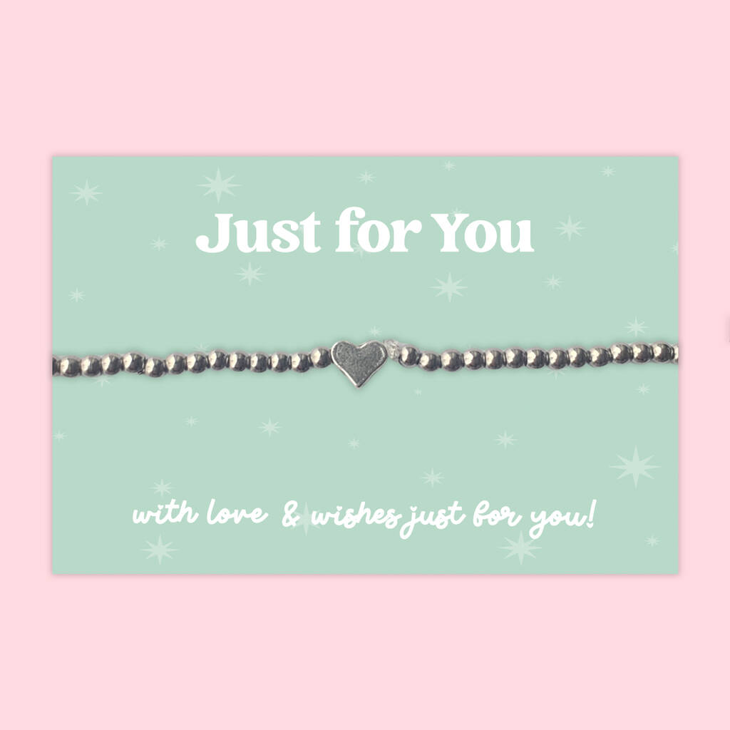 Just For You Heart Charm Stretch Bracelet, Stainless Steel, 1 of 4