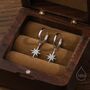 Sterling Silver Starburst Huggie Hoop Earrings, thumbnail 1 of 12