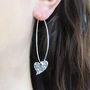 Hammered Heart Sterling Silver Drop Earrings, thumbnail 2 of 5