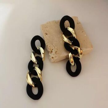 Black And Khaki Chain Tassel Drop Earring, 2 of 3