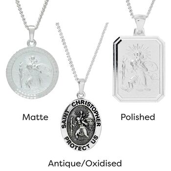 Ellipse Border St Christopher Personalised Necklace, 10 of 12