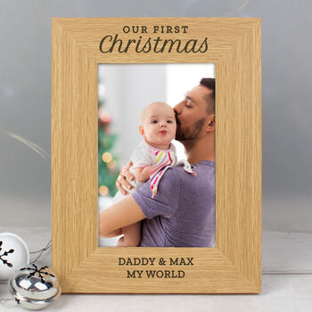 Our First Christmas Oak Finish Photo Frame, 4 of 4