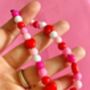 Beaded Pink And Red Hearts Mobile Phone Charm Strap, thumbnail 3 of 4