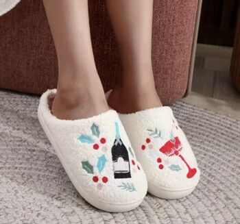 Embroidered Champagne Cocktail Cosy Slippers, 2 of 4