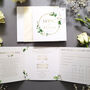 White Floral Gold Wedding Invitations, thumbnail 1 of 5