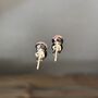 Pink Sparkly Fused Glass Sterling Silver Stud Earrings, thumbnail 8 of 10