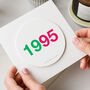 Personalised Birth Year Leather Coaster And Card, thumbnail 1 of 4