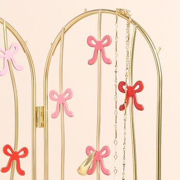 Pink And Red Bow Metal Folding Jewellery Stand, 2 of 3