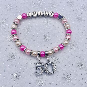 Birthday Bracelet Personalised With Name. Age Gift, 10 of 12
