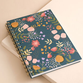 Personalised Initials Teal Floral Notebook, 4 of 5