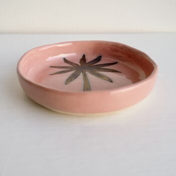 Handmade Pink And Gold Ceramic Palm Tree Ring Dish, 4 of 8