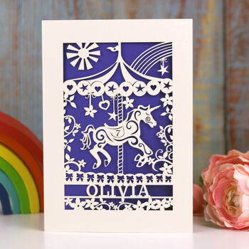 Personalised Papercut Merry Go Round Card, 6 of 7