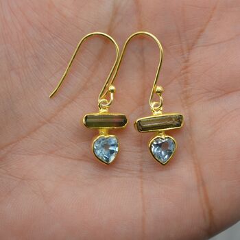 Green Tourmaline, Blue Topaz Earrings, 4 of 6