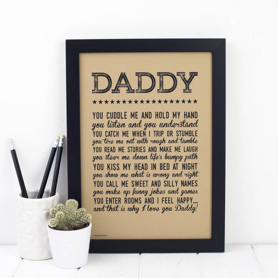 Personalised Daddy Print With Daddy Poem By Bespoke Verse 