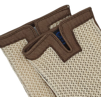 Oborne. Men's Crochet Back Leather Palmed Gloves, 4 of 6