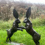 Pair Of Large Boxing Hares Made From Recycled Metals, thumbnail 4 of 4