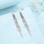 Snowflake Dangle Drop Stud Earrings In Sterling Silver With Sparkle Tassels, thumbnail 4 of 9