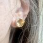 Organic Round Sterling Silver Studs Gold Plated, thumbnail 4 of 5