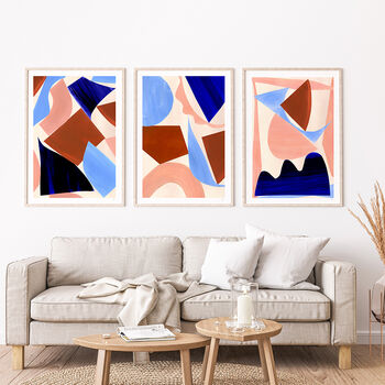 Pink And Blue Oversized Abstract Shapes Art Print, 7 of 12