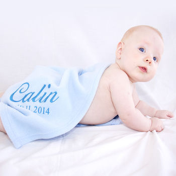 Personalised Baby's Blanket In Blue, 2 of 6