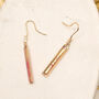 Pink And Gold Foil Specked Dainty Drop Earrings, thumbnail 2 of 8
