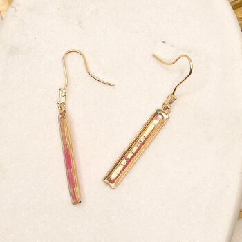Pink And Gold Foil Specked Dainty Drop Earrings, 2 of 8