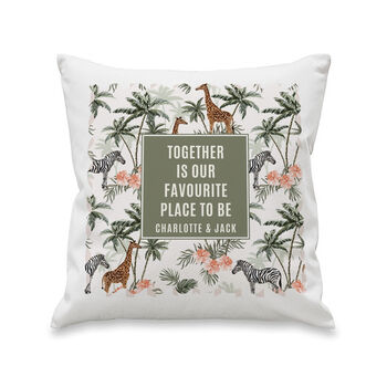 Personalised Jungle Cushion New Home Couple Gift, 4 of 4