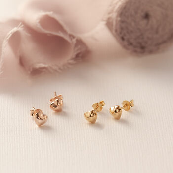 Tiny Gold Or Rose Gold Love Heart Studs, 4 of 11