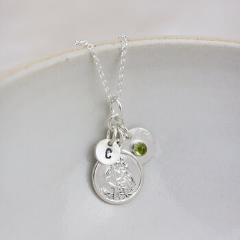 Sterling Silver St Christopher Birthstone Necklace, 5 of 5