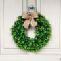 All Year Round Buxus Door Wreath With Hessian Bow, thumbnail 1 of 3